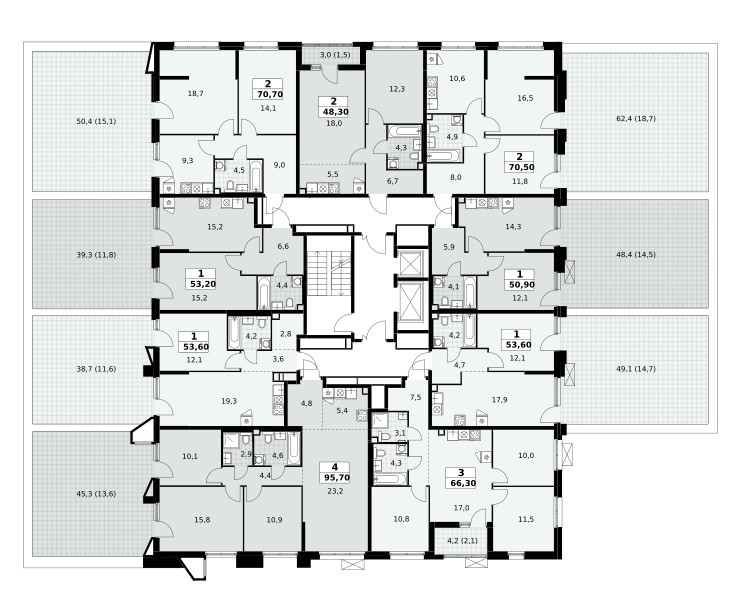 Квартира 2 комнаты 71 м² поселение Сосенское, Россия