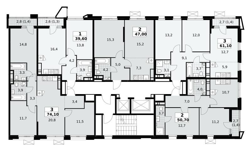 3 room apartment 61 m² poselenie Sosenskoe, Russia