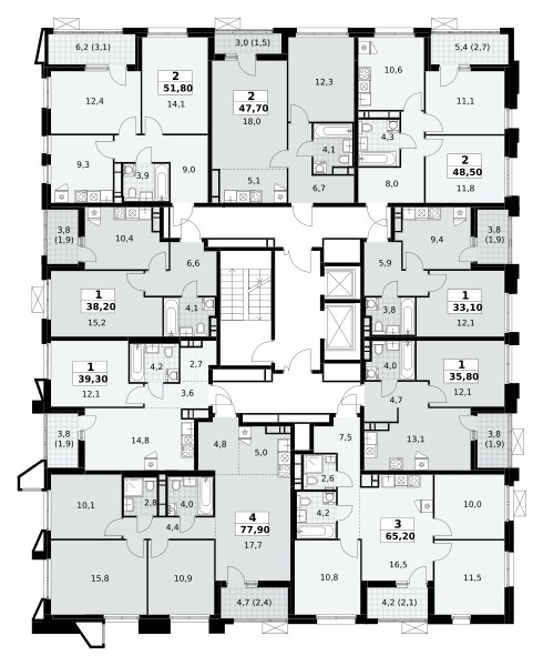 Квартира 2 комнаты 52 м² поселение Сосенское, Россия