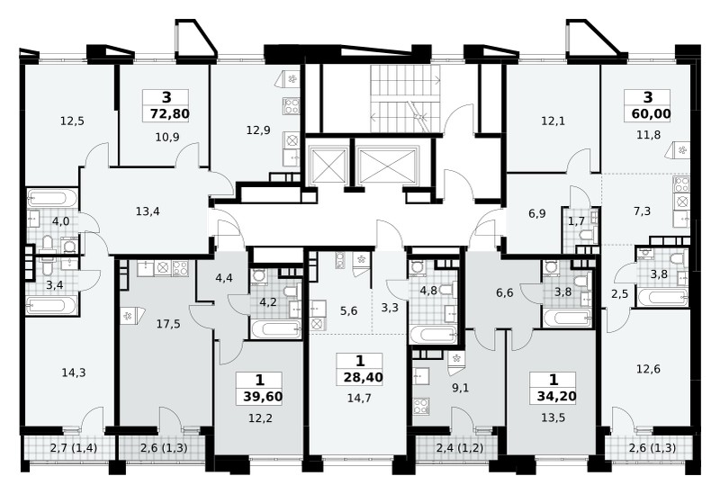 Apartamento 3 habitaciones 73 m² poselenie Sosenskoe, Rusia