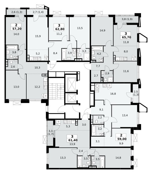 Apartamento 2 habitaciones 57 m² poselenie Sosenskoe, Rusia