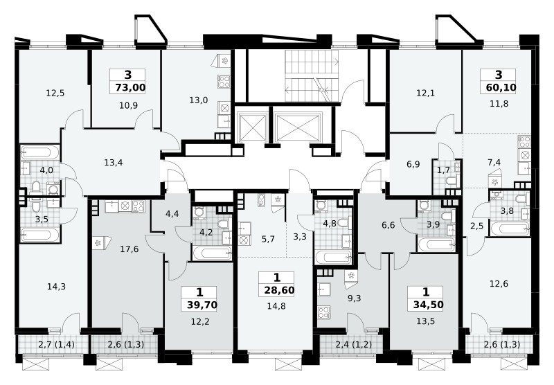 Apartamento 3 habitaciones 73 m² poselenie Sosenskoe, Rusia