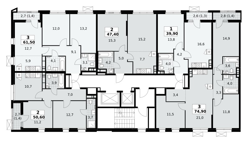 Mieszkanie 2 pokoi 51 m² poselenie Sosenskoe, Rosja