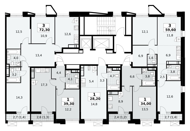 3 room apartment 60 m² poselenie Sosenskoe, Russia