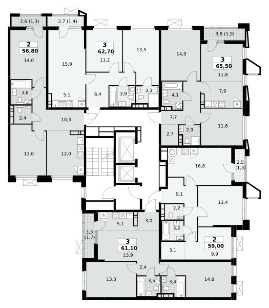 Mieszkanie 3 pokoi 61 m² poselenie Sosenskoe, Rosja