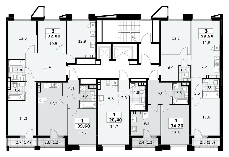 Mieszkanie 3 pokoi 60 m² poselenie Sosenskoe, Rosja