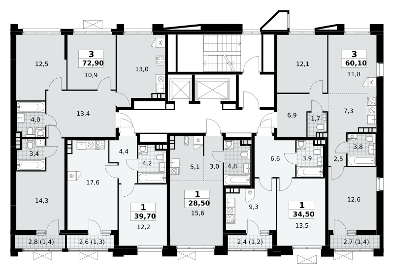 Appartement 3 chambres 73 m² poselenie Sosenskoe, Fédération de Russie