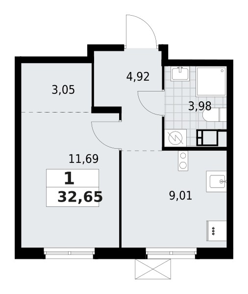 Mieszkanie 1 pokój 33 m² Lagolovskoe selskoe poselenie, Rosja