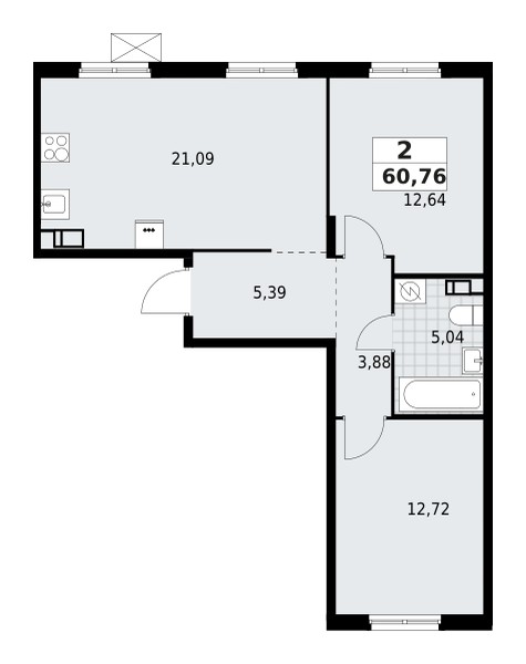 Wohnung 2 zimmer 61 m² Lagolovskoe selskoe poselenie, Russland