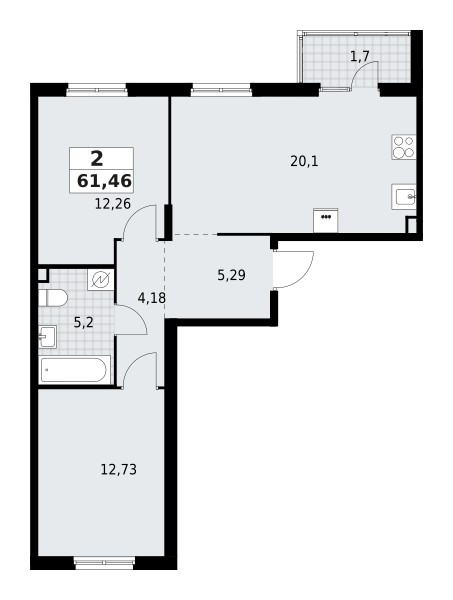Wohnung 2 zimmer 61 m² Lagolovskoe selskoe poselenie, Russland