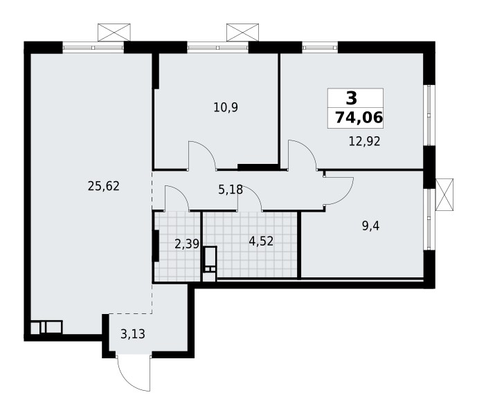 Wohnung 3 zimmer 74 m² Lagolovskoe selskoe poselenie, Russland