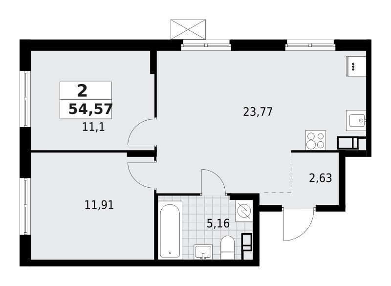 Wohnung 2 zimmer 55 m² Lagolovskoe selskoe poselenie, Russland