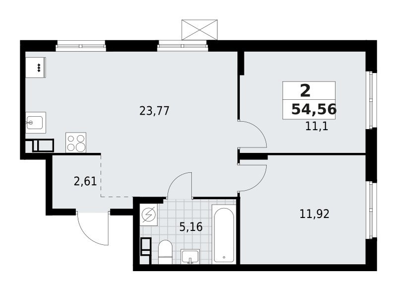 Квартира 2 комнаты 55 м² Lagolovskoe selskoe poselenie, Россия